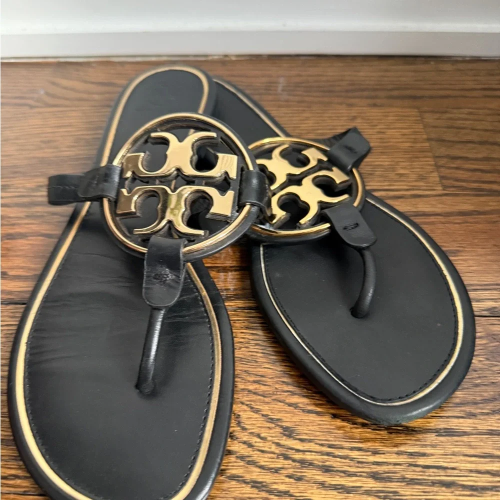 Tory Burch Miller black gold sandal 9.5